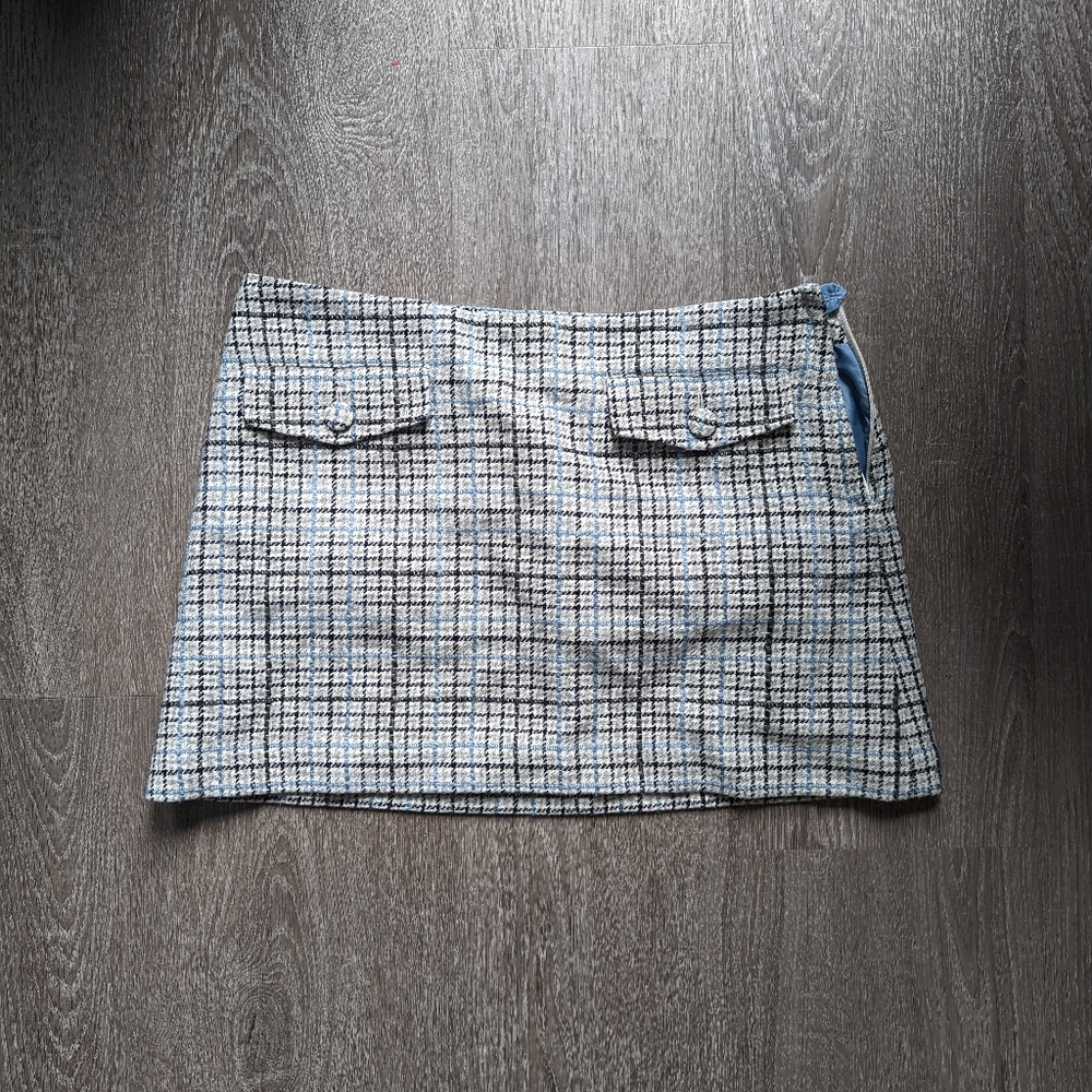 Plaid wool mini skirt